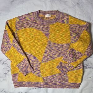 Altar'd State Yellow and Purple Crewneck Sweater
